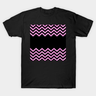 Black and Pink Glitter Chevron Design T-Shirt